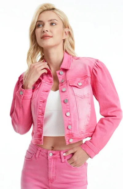 Bayeas Puff Shoulder Crop Denim Jacket In Raz