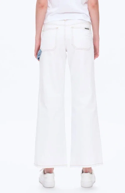 Bayeas Jeremy Two-tone High Waist Wide Leg Jeans In Cream