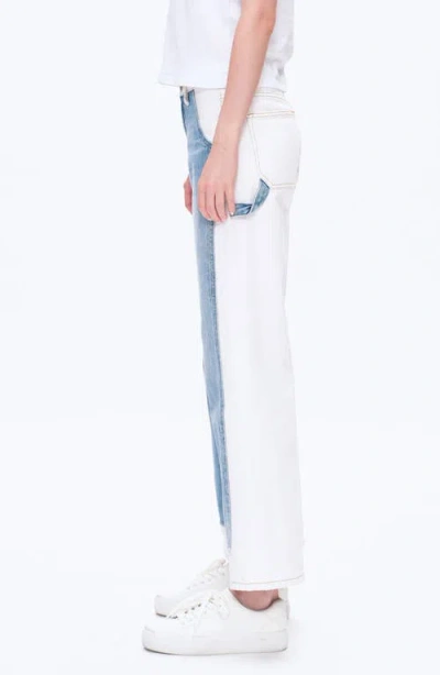 Bayeas Jeremy Two-tone High Waist Wide Leg Jeans In Cream