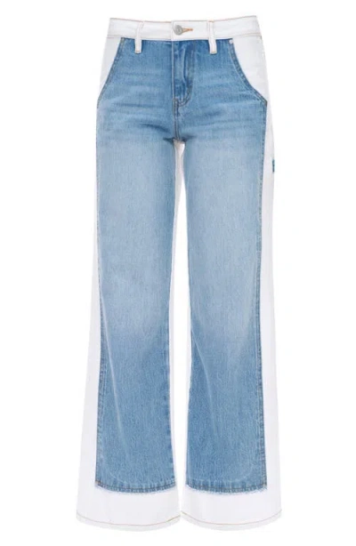 Bayeas Jeremy Two-tone High Waist Wide Leg Jeans In Cream