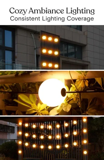 Brightech 10-bulb Plastic Plug-in Led Orb String Lights, 30 Ft. In Classic Black | 10 Bulbs