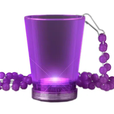 Blinkee Light Up Shot Glass On Beaded Necklaces, Purple