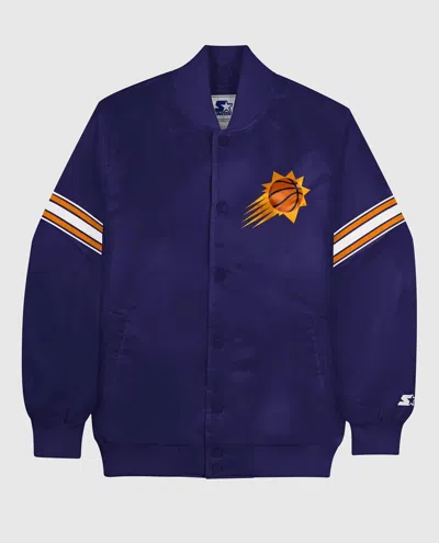 Starter Men's Phoenix Suns Satin Full-snap Jacket In Purple In Purple