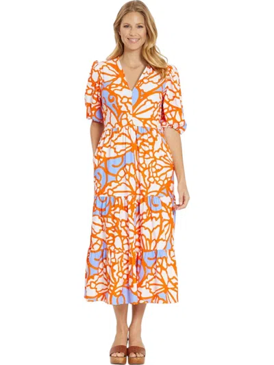 Jude Connally Jordana Tiered Dress In Grand Wings Bluebell In Silver