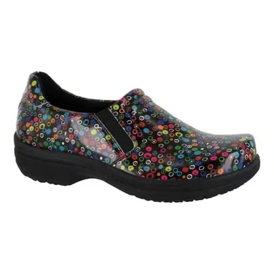 EASY WORKS WOMEN'S BIND SLIP RESISTANT WORK SHOE - MEDIUM WIDTH IN BLACK/BRIGHT MULTI DOTS 