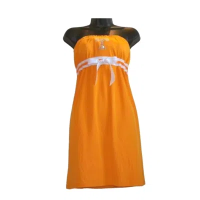 Glitter Gear University Of Tennessee Logo Solid Strapless Dress In Orange In Orange