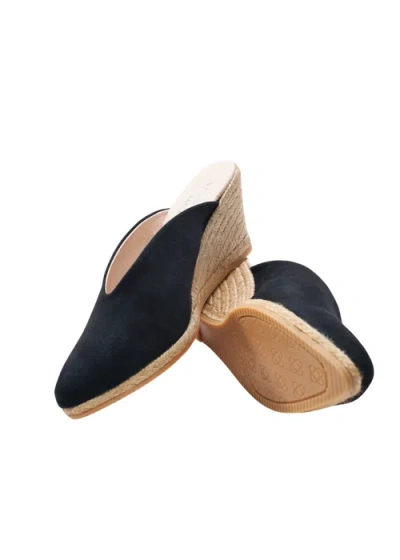 Viscata Truja Suede Espadrille Mule Wedges In Black