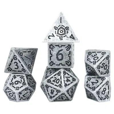 Sirius Dice Illusory Metal Dice, Silver - Set Of 7