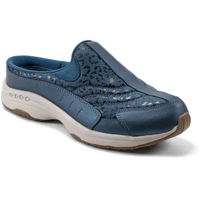Shop Easy Spirit Travel Time 730 Womens Animal Print Leather Slip-on Sneakers In Blue