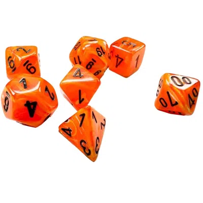 Chessex Manufacturing Vortex Orange & Black Mini-polyhedral Dice Set - Set Of 7