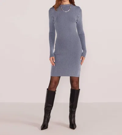 Minkpink Stripe Contrast Knit Dress In Blue In Blue