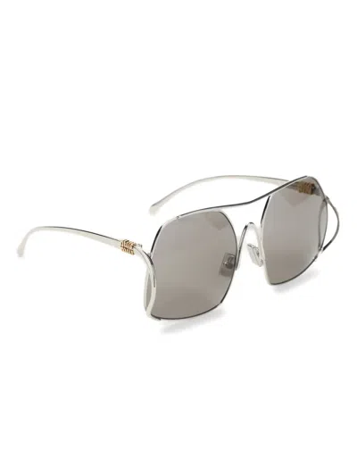 Miu Miu Silver Ombre Sunglasses In 灰色