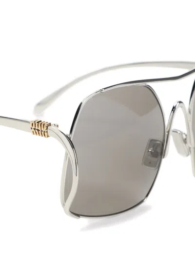 Miu Miu Silver Ombre Sunglasses In 灰色