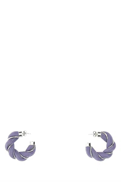 Bottega Veneta Women Lilac Nappa Leather And 925 Silver Earrings In Purple