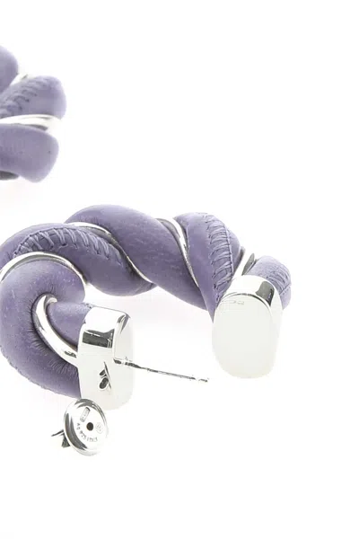 Bottega Veneta Women Lilac Nappa Leather And 925 Silver Earrings In Purple