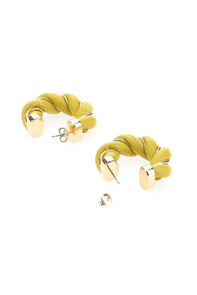Bottega Veneta Women Yellow Nappa Leather And 925 Silver Twist Earrings In Yellow