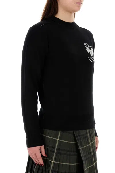 Burberry Wool-blend Mirrored Horse Sweater In Black
