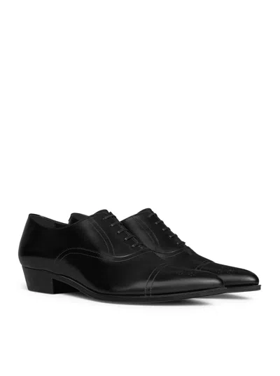 Celine Men Jude  Perforated Oxford In Polished Bull Leather In Black