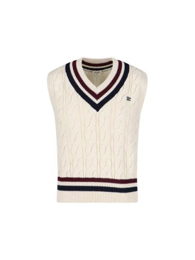Celine Sleeveless Sweater Vest In White