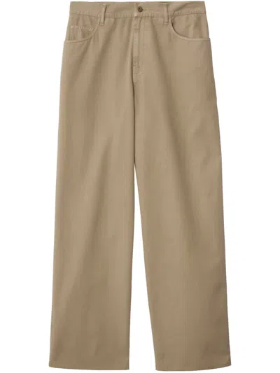 Burberry Men's Washed Twill Trousers In Quill