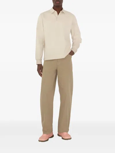 Burberry Men's Washed Twill Trousers In Quill