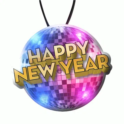BLINKEE HAPPY NEW YEAR DISCO BALL LED CHARM ON LANYARD 