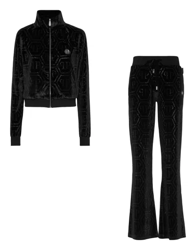 Philipp Plein Monogram-embellished Track Pants In Black