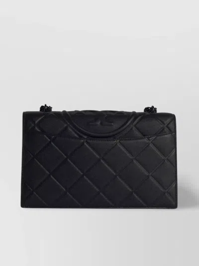 Tory Burch Quilted Leather Crossbody Bag Chain Strap In Black