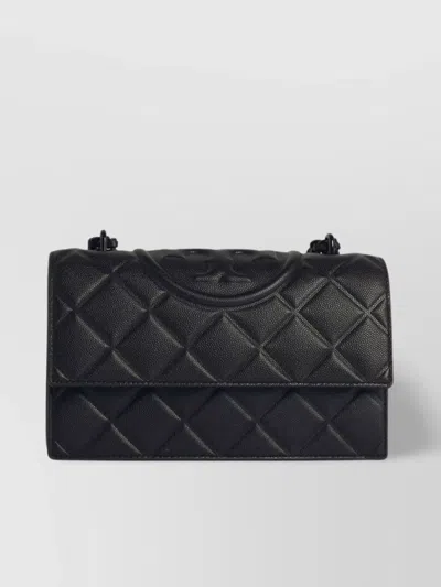 Tory Burch Quilted Leather Crossbody Bag Chain Strap In Black