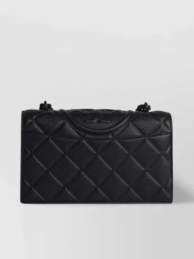 Tory Burch Quilted Leather Crossbody Bag Chain Strap In Black