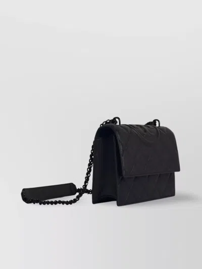 Tory Burch Quilted Leather Crossbody Bag Chain Strap In Black