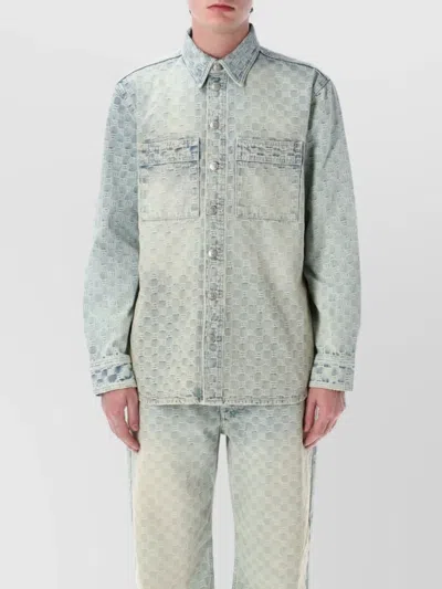 Misbhv Monogrammed Denim Shirt Featuring Pockets