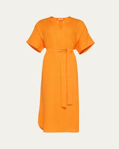 Eres Bibi Linen Kaftan Coverup In Kumquat 25e