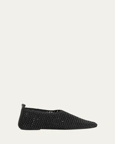 Totême Toteme Woven Leather Ballerina Flat In Black