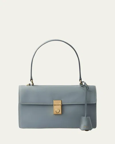 Prada Leather Structured Handbag Gold-tone Hardware In Silver