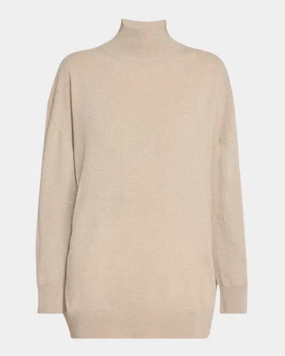 The Row Jabari Mock-neck Oversized Cashmere Sweater In Beige Melange