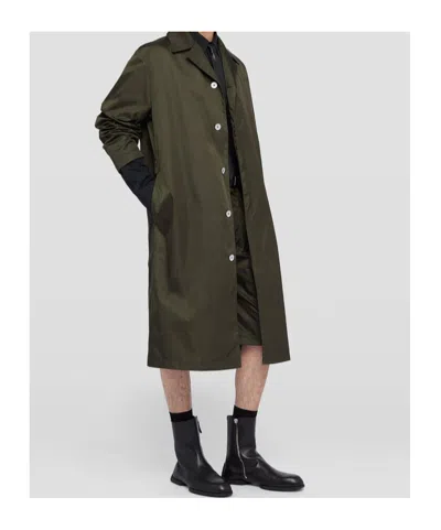 Jil Sander Button-up Raincoat In Black