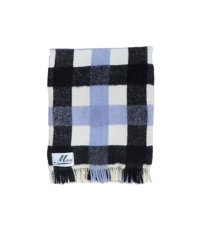Marni Black And Light Blue Wool And Alpaca Throw In Multicolor