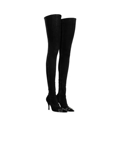 Diesel Over The Knee Boot In Black