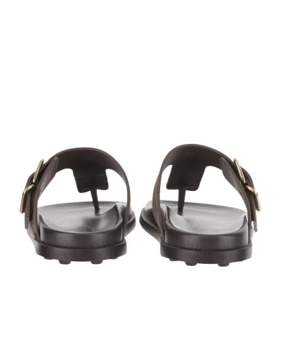 Tod's Brown Suede Thong Slippers