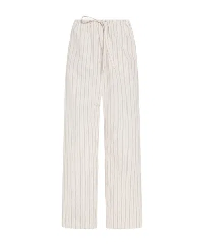The Row Hypnosta Trousers In White With Stripes In White