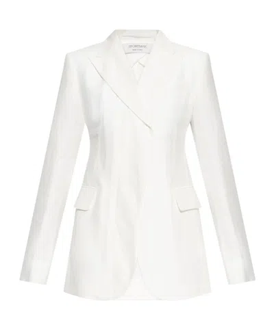 Sportmax Tailored Jacket With Flap Pockets And Notched Lapels In White
