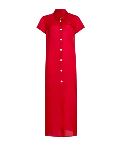 Khaite Effy Silk And Cotton Organza Maxi Dress In Red