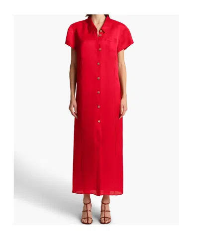 Khaite Effy Silk And Cotton Organza Maxi Dress In Red