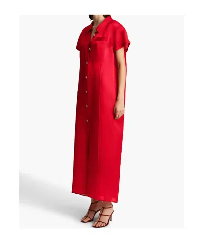Khaite Effy Silk And Cotton Organza Maxi Dress In Red