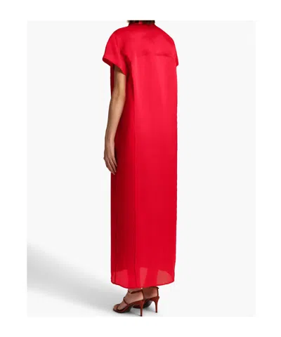 Khaite Effy Silk And Cotton Organza Maxi Dress In Red