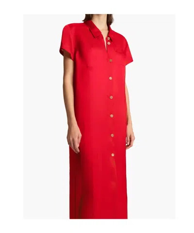 Khaite Effy Silk And Cotton Organza Maxi Dress In Red