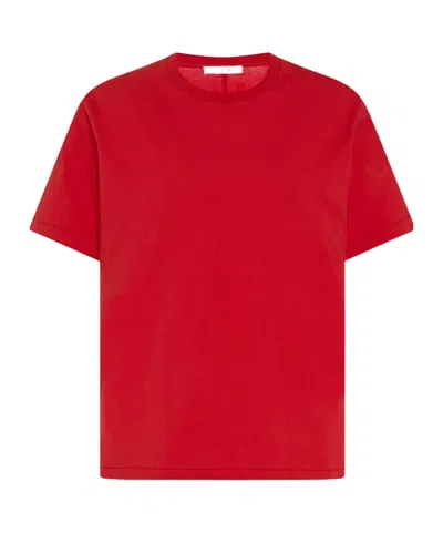 The Row Florie T-shirt With Red Center Detail In Rojo