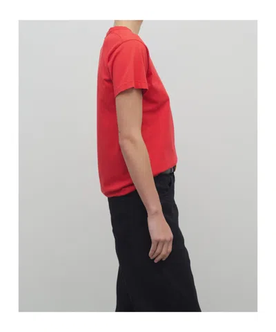 The Row Florie T-shirt With Red Center Detail In Rojo