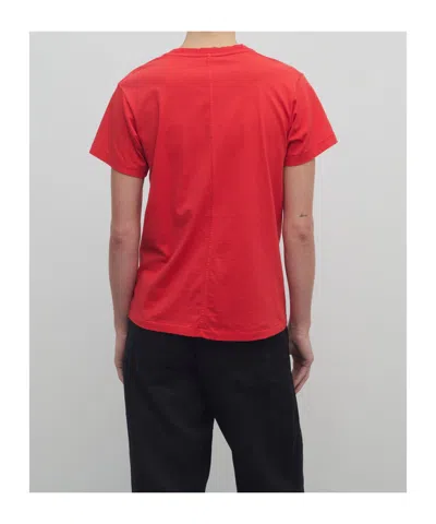 The Row Florie T-shirt With Red Center Detail In Rojo